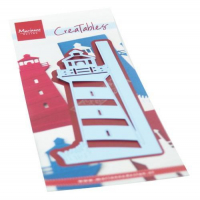 Billede: skære/prægeskabelon fyrtårn, der ikke bliver skåret fra i den ene side, MARIANNE DESIGN CUT/EMB LR0661 Gate folding die - Light House, 57x135mm