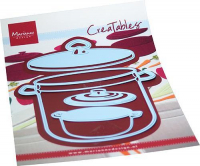 Billede: skære/prægeskabelon 2 gryder med låg, MARIANNE DESIGN CUT/EMB LR0705 Cooking Pots, største gryde uden låg 95x81mm