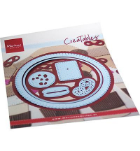 Billede: skære/prægeskabelon små kager på stor bisquit doily, MARIANNE DESIGN CUT/EMB LR0715 Biscuit Doily, 98x98mm