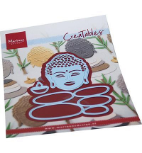 Billede: skære/prægeskabelon Buddha ansigt og sten, MARIANNE DESIGN CUT/EMB LR0727 Buddha & Balancing Stones, Buddha ansigt ca. 