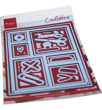 Billede: skæreskabelon inddelt ramme A6 med mange småting, MARIANNE DESIGN CUT/EMB LR0730 Layout A6, 100x150mm