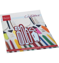 Billede: skære/prægeskabelon blyanter, fyldepen, tusch og blyantspidser, MARIANNE DESIGN CUT/EMB LR0761 Stationary