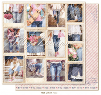 Billede: 1 ark dobbeltsidet karton - Denim & Girls - Snapshots - Girls in Jeans