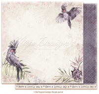 Billede: 1 ark dobbeltsidet karton -Tropical Garden - Purple parrot