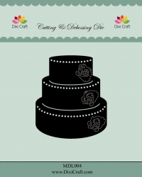 Billede: skære/prægeskabelon bryllupskage, DIXI CRAFT DIES “Wedding Cake” MDL004, 6,3x7,3cm, førpris kr. 50,00, nupris