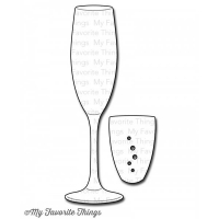Billede: skæreskabelon champagneglas med indhold, Die-namics Layered Champagne Glass, champagneglas ca. 2,5x10cm 