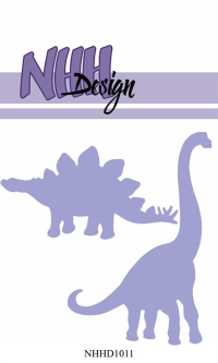 Billede: skæreskabelon 2 dinosauer i silhuet, NHH Design Dies, NHHD1011, Største: 6x8,8cm, førpris kr. 72,- nupris