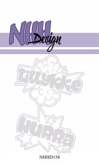 Billede: skæreskabelon NHH Design Dies tillykke, HURRA, NHHD158, NHHS158, - OBS! UDEN STEMPEL! det købes separat