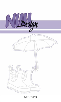 Billede: skæreskabelon gummirøjser og paraply, NHH Design Dies, NHHD159,
Matcher NHHS159 - OBS! UDEN STEMPEL! det købes separat