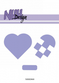 Billede: skæreskabelon ekstra stort flettet hjerte, NHH Design Dies XL Woven heart, NHHD868, 7,2x9,8cm
