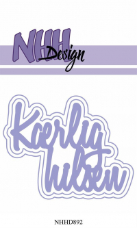 Billede: skæreskabelon Kærlig hilsen med 2 skygger, NHH Design Dies, Kærlig hilsen, NHHD892, 8,8x7,1cm