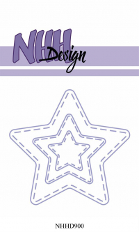Billede: skæreskabelon 3 stjerner med stitch, NHH Design Dies, Stitched Stars, NHHD900, Biggest: 8,1x7,7cm, førpris kr. 60,- nupris