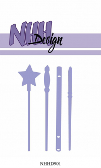 Billede: skæreskabelon tryllestave, NHH Design Dies, Wands, NHHD901,
Biggest: 7,8x2cm, førpris kr. 48,- nupris