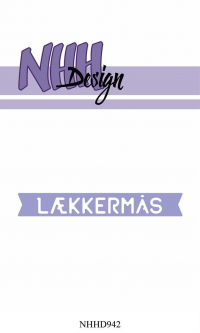 Billede: skæreskabelon banner med LÆKKERMÅS, NHH Design Dies, NHHD942, 7,4x1cm
