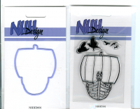 Billede: skæreskabelon vikingeskib og stempel vikingeskib og fugle, NHH-Design, førpris kr. 104,- nupris