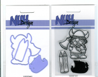 Billede: skæreskabelon og stempel viking klar til kamp, lille vikingeskib og 2 stolper til et hegn, NHH-Design, førpris kr. 116,- nupris