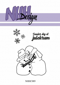 Billede: NHH Design Clearstamp Krammende Snemænd, Sender dig et julekram, NHHC089, A7, førpris kr. 48,- nupris