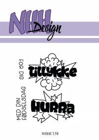 Billede: NHH Design Clearstamp tillykke, FOR DIG, HURRA, MED DIN FØDSELSDAG, NHHC158, A7, førpris kr. 48,- nupris