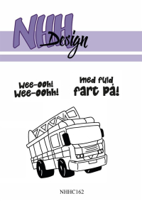Billede: NHH Design Clearstamp Brandbil, Wee-ooh! Wee-ooh!, med fuld fart på,  NHHC162, A7, førpris kr. 48,- nupris 