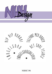 Billede: NHH Design Clearstamp HIP HIP HURRA, TILLYKKE MED DAGEN, FØDSELSDAG, DET SKAL FEJRES, FØDSELSDAGSHILSNER, NHHC196, A7 - Matcher NHHD186 & NHHD187, der købes separat, førpris kr. 48,- nupris