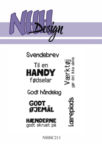Billede: NHH Design Clearstamp Svendebrev, Til en HANDY fødselar, Godt håndelag, GODT ØJEMÅL, HÆNDERNE godt skruet på, Værktøj gør det ikke alene, Læreplads, NHHC211, A7, førpris kr. 48,- nupris