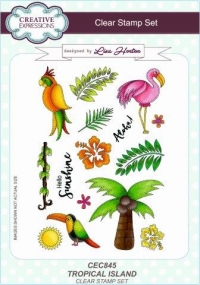 Billede: CREATIVE EXPRESSIONS STEMPEL A5 CEC845, TROPICAL ISLAND, førpris kr. 100,- nupris