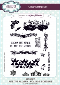 Billede: CREATIVE EXPRESSIONS STEMPEL A5 CEC861, FESTIVE FLURRY - FOLIAGE BORDERS, førpris kr. 100,- nupris