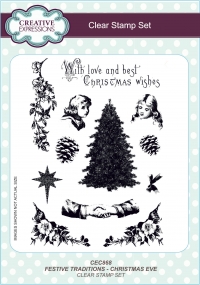 Billede: CREATIVE EXPRESSIONS STEMPEL A5 CEC868, FESTIVE TRADITIONS - CHRISTMAS EVE, førpris kr. 100,- nupris