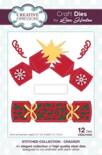 Billede: CREATIVE EXPRESSIONS DIES CEDLH1043, STITCHED COLLECTION - CRACKER, Biggest: 2,8x10,6cm
