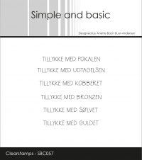 Billede: SIMPLE AND BASIC STEMPEL TILLYKKE MED POKALEN, TILLYKKE MED UDTAGELSEN, TILLYKKE MED KOBBERET, TILLYKKE MED BRONZEN, TILLYKKE MED SØLVET, TILLYKKE MED GULDET, SBC057, Biggest: 5,2x0,4cm, førpris kr. 40,- nupris  