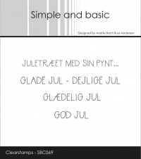 Billede: SIMPLE AND BASIC STEMPEL JULETRÆET MED SIN PYNT... GLADE JUL - DEJLIGE JUL, GLÆDELIG JUL, GOD JUL, SBC069, Største: 7,8x0,6cm, førpris kr. 32,- nupris  