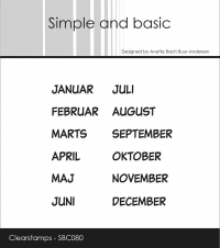 Billede: SIMPLE AND BASIC STEMPEL JANUAR, FEBRUAR, MARTS, APRIL, MAJ, JUNI, JULI, AUGUST, SEPTEMBER, OKTOBER, NOVEMBER, DECEMBER, SBC080, Biggest: 3x0,5cm, førpris kr. 32,- nupris  