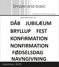 Billede: SIMPLE AND BASIC STEMPEL DÅB, JUBILÆUM, BRYLLUP, FEST, KONFIRMATION, NONFIRMATION, FØDSELSDAG, NAVNGIVNING,  SBC091, Biggest: 6,4x0,7cm, førpris kr. 40,- nupris  