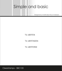 Billede: Simple and basic Clearstamp Små danske tekster, TIL VÆRTEN, TIL VÆRTINDEN, TIL VÆRTERNE, SBC133, Største: 2,3x0,3cm