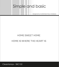 Billede: Simple and basic Clearstamp HOME SWEET HOME, HOME IS WHERE THE HEART IS, SBC152, Største: 6,4x0,3cm