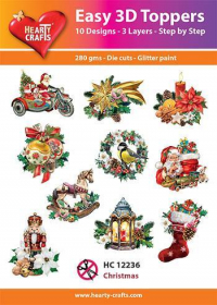 Billede: UDSTANSEDE MOTIVER MED GLITTER/GULD 10 ASS. BLANDEDE JULEBILLEDER, HC12236