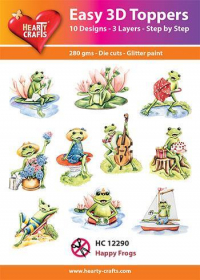Billede: UDSTANSEDE MOTIVER MED GLITTER/GULD 10 ASS. GLADE FRØER, HC12290