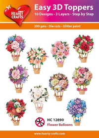 Billede: UDSTANSEDE MOTIVER MED GLITTER/GULD 10 ASS., HC12890, BLOMSTERLUFTBALLONER
