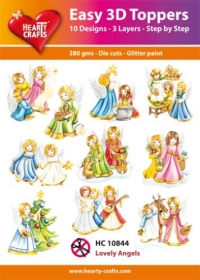 Billede: UDSTANSEDE MOTIVER MED GLITTER/GULD SKØNNE ENGLEPIGER, 10 ASS. HC10844
