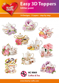 Billede: UDSTANSEDE MOTIVER MED GLITTER/GULD 10 ASS. KAFFE OG TE, HC9069