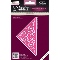 Billede: skære/prægeskabelon trekant der skære fra på de 2 korte sider, Chantilly, Die Sire Die “DS-CAD-CHAN”, 145x72,5mm, førpris kr. 126,- nupris