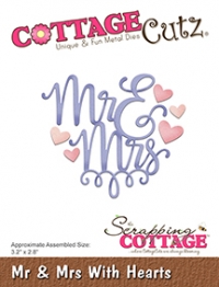 Billede: skæreskabelon Mr. & Mrs., COTTAGECUTZ DIES “Mr & Mrs with hearts” CC-322, 8,1x7,1cm