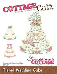 Billede: skæreskabelon bryllupskage, COTTAGECUTZ DIES “‘Tiered Wedding Cake” CC-326, 5,8x7,6cm, førpris kr. 102,- nupris