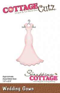Billede: skæreskabelon brudekjole, COTTAGECUTZ DIES “‘Wedding Gown” CC-330, 3,8x64cm, førpris kr. 62,- nupris