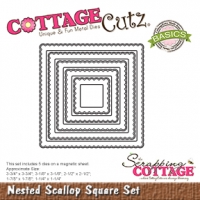 Billede: skæreskabelon COTTAGECUTZ DIES “Nested Scallop Square” CCB-052, Største; 9,5x9,5cm, førpris kr. 156,00, nupris