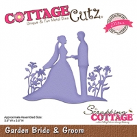 Billede: skæreskabelon brudepar i haven, COTTAGECUTZ DIES “Garden Bride & Groom” CCE-469, 9,1x7,4cm, førpris kr. 116,00, nupris