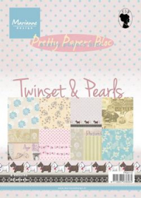 Billede: Marianne Design Papirblok Twinset & Pearls, A5, 32 ark 8 designs, pk9110, førpris kr. 35,- nupris