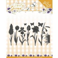 Billede: skære/prægeskabelon forårsblomster, PRECIOUS MARIEKE DIE PM10115 (HOBBYJOURNAL DIE), 10 x 5,8 cm