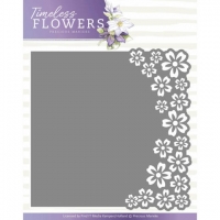 Billede: skæreskabelon baggrunddie med blomsterkant i den ene side, PRECIOUS MARIEKE DIE PM10118, 13,5 x 13,5 cm