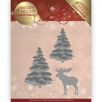 Billede: skære/prægeskabelon 2 juletræer og 1 elg, PRECIOUS MARIEKE DIE PM10131, 4,6 x 6,4 cm, 3,9 x 5,4 cm, 3,4 x 4,4 cm
